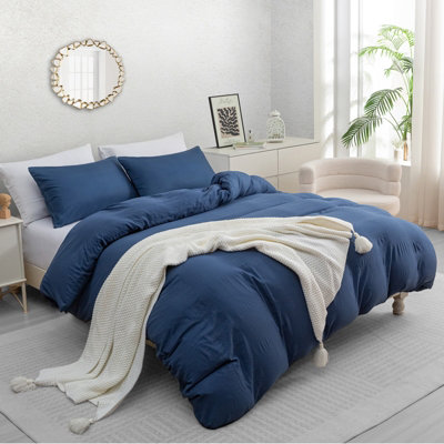 Pamposh Double Duvet Cover Set Pre-Washed Microfibre Bedding Set Comfort Lightweight Premium Quilt Cover Set With Zipper Closure