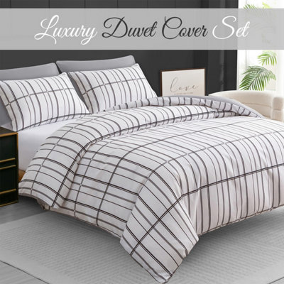 B&Q Pamposh Double Duvet Cover Set Premium Brushed Microfiber Duvet Cover Ultrasoft Easy Care Lightweight Sets With Zipper Closure