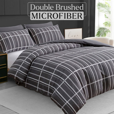 B&Q Pamposh Double Duvet Cover Set Premium Brushed Microfiber Duvet Cover Ultrasoft Reversible Double Duvet Set With Zipper Closure