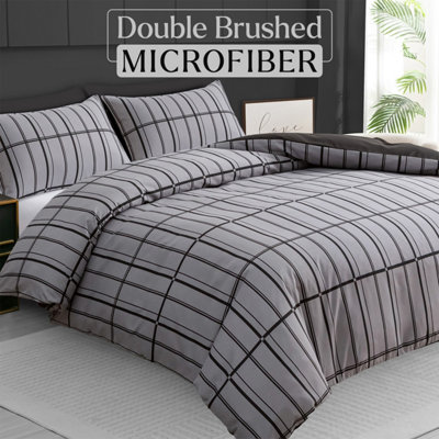 B&Q Pamposh Double Duvet Cover Set Premium Brushed Microfiber Duvet Cover Double Ultrasoft Reversible Duvet Set With Zipper Closure