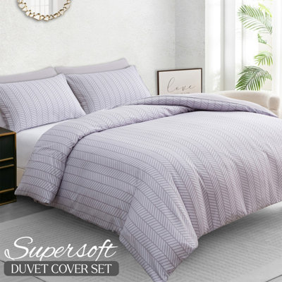 B&Q -  Single Duvet Cover Set Brushed Microfiber Reversible Duvet Cover Hypoallergenic Bedding Set Ultrasoft With Zipper Closure