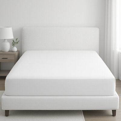 B&Q -  400 Thread Count Egyptian Cotton Single Fitted Sheet Durable Double Premium Natural Cotton Deep Fitted Sheets