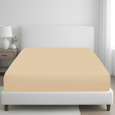 B&Q -  400 Thread Count Egyptian Cotton Single Fitted Sheet Durable Double Premium Natural Cotton Deep Fitted Sheets