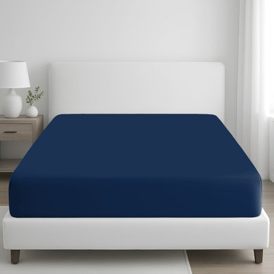 B&Q -  400 Thread Count Egyptian Cotton Double Fitted Sheet Durable Double Premium Natural Cotton Deep Fitted Sheets