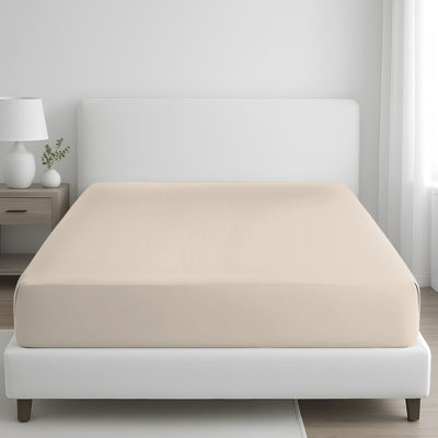 B&Q -  400 Thread Count Egyptian Cotton Double Fitted Sheet Durable Double Premium Natural Cotton Deep Fitted Sheets