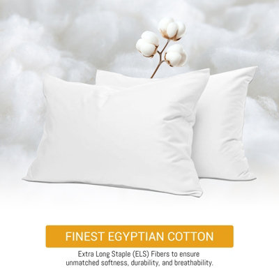 B&Q -  400 Thread Count Egyptian Cotton Pillow Cases 2 Pack Breathable Ultrasoft Pillow Covers