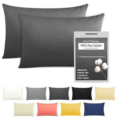 Pamposh 400 Thread Count Egyptian Cotton Pillow Cases 2 Pack Breathable Ultrasoft Pillow Covers from B&Q