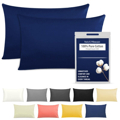 Pamposh 400 Thread Count Egyptian Cotton Pillow Cases 2 Pack Breathable Ultrasoft Pillow Covers from B&Q