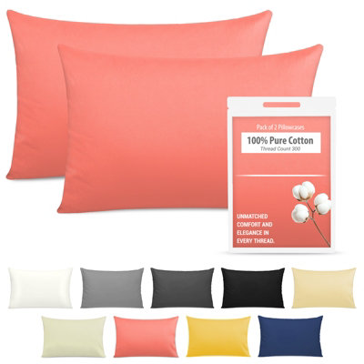 Pamposh 400 Thread Count Egyptian Cotton Pillow Cases 2 Pack Breathable Ultrasoft Pillow Covers from B&Q