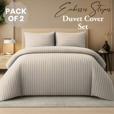 B&Q -  Pack Of 2 Premium Reversible Super King Duvet Cover Set With Zip ClosureCorner Ties & Matching Pillowcase Soft Easy Care Bedding