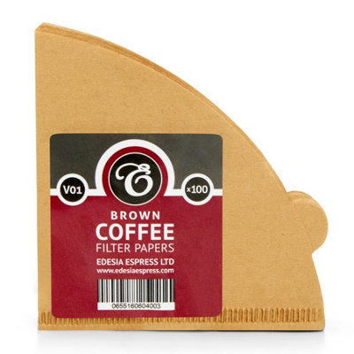 Edesia Espress 100 Size V01 Brown Coffee Filter Paper ConesV ShapedCompatible With Hario Size 01