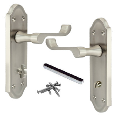 Betley Butterfly Ashford Door Handle Bathroom Lock Scroll LeverSatin from B&Q