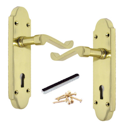 Betley Butterfly Epsom Door Handle Lock Victorian Scroll LeverBrass from B&Q