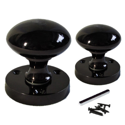 Betley Butterfly Door Knobs Round Victorian Mortice Knob SprungBlack Nickel 56mm from B&Q