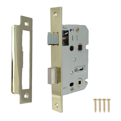 Betley Butterfly Bathroom Mortice Lock Brass Sashlock 2.5" 64mm Bolt Through Reversable Bath Door from B&Q