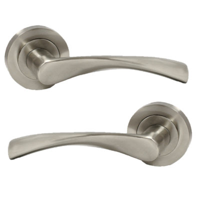 Betley Butterfly Astrid Door Handles Latch Twist Lever On Rose DuoSatin 120mm from B&Q