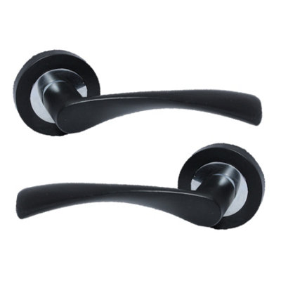 Betley Butterfly Astrid Door Handles Latch Twist Lever On Rose DuoMatt Black Chrome 120mm from B&Q