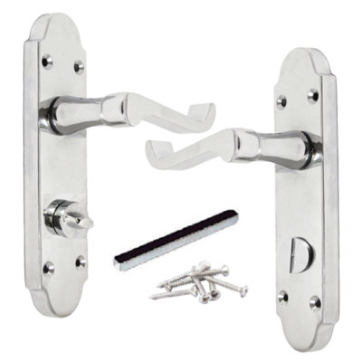 Betley Butterfly Epsom Door Handle Bath Privacy Lock Scroll LeverChrome from B&Q
