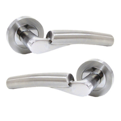 Betley Butterfly Verona Door Handles Latch Lever On Rose DuoChrome Satin 120mm