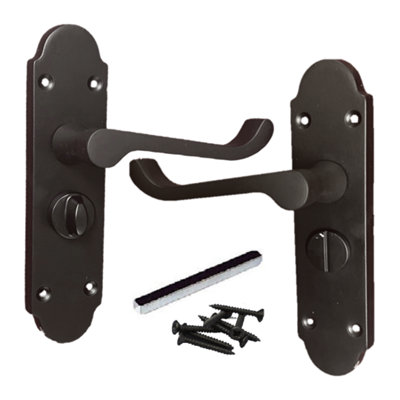 Betley Butterfly Epsom Door Handle Bathroom Privacy Lock Scroll LeverMatt Black from B&Q