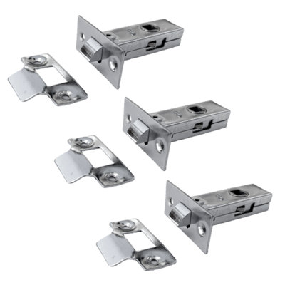 B&Q -  Mortice Tubular Latch 2.5" 63mm X 3 Internal Door Catch Nickle Plate