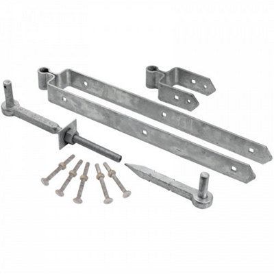 B&Q -  18" 450mm Double Strap Farm Field Gate Hinge Set Galvanised Heavy Duty