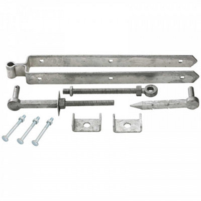 B&Q -  18" 450mm Adjustable Double Strap Field Gate Hinge Set Galvanised Heavy Duty