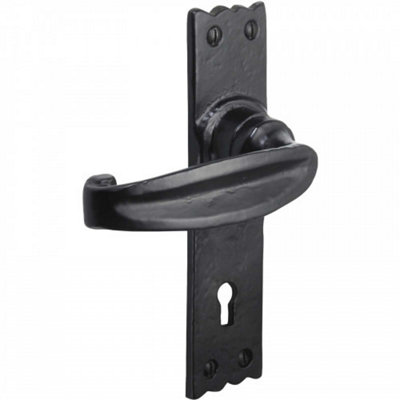Betley Butterfly Iron Door Handles Black 158 X 38mm Antique Vintage Cottage Lever Lock Handle from B&Q