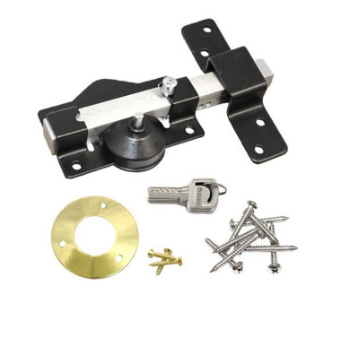 B&Q -  Security 50mm Long Throw Bolt Gate Lock Garage Shed Single 5 Keys