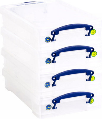 B&Q -  Really Useful Box Plastic Storage 4 Litre Clear (Pack Of 4)