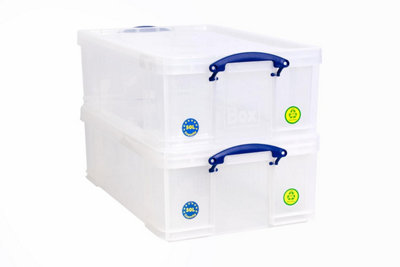  - Really Useful Box Plastic Storage 50 Litre Clear (Pack Of 2)