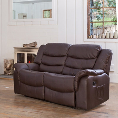 Almeira 2 Seat Bonded Leather Recliner SofaBrown from B&Q