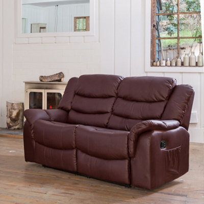 Almeira 2 Seat Bonded Leather Recliner SofaBurgundy from B&Q