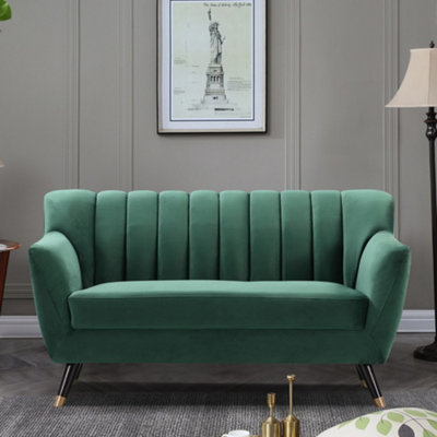 Morgan 2 Seat Velvet SofaGreen from B&Q