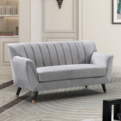 Morgan 2 Seat Velvet SofaGrey from B&Q