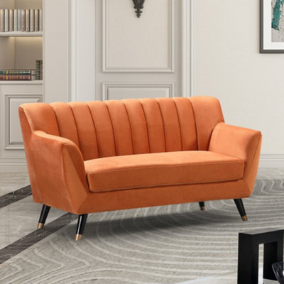 Morgan 2 Seat Velvet SofaOrange from B&Q