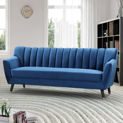 Morgan 3 Seat Velvet SofaBlue from B&Q