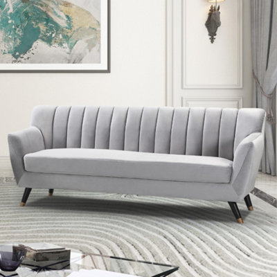 Morgan 3 Seat Velvet SofaGrey from B&Q