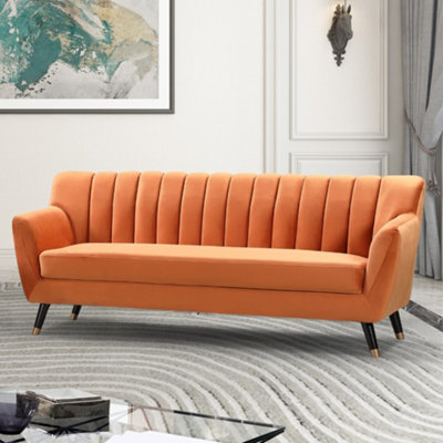 Morgan 3 Seat Velvet SofaOrange from B&Q