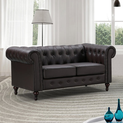 B&Q Richland 2 Seat Bonded Leather Sofa - Brown