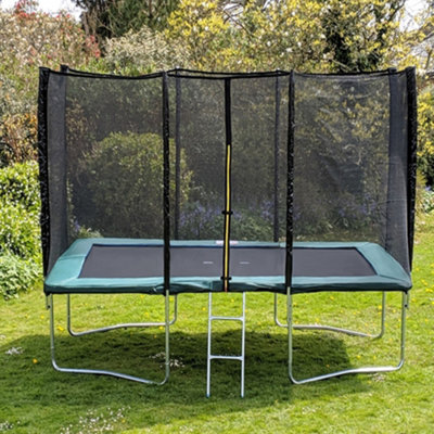 Kanga 7X10Ft Or 305Cm X 213Cm Rectangular Trampoline With Green Coloured PaddingSafety Net Enclosure And Ladder from B&Q