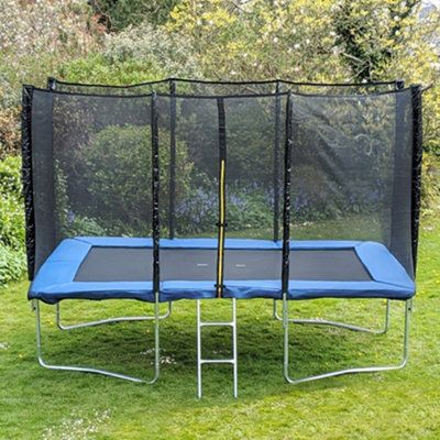 B&Q -  Kanga 8X12Ft Or 366Cm X 244Cm Rectangular Trampoline With Blue Coloured PaddingSafety Net Enclosure And Ladder