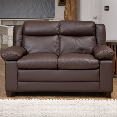  - Standish 156Cm Wide Brown 2 Seat Bonded Leather Sofa With Removable Arm Cushions And Back Rests