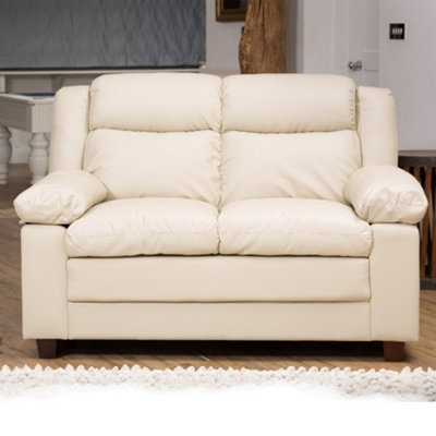 Standish 156Cm Wide Cream 2 Seat Bonded Leather Sofa With Removable Arm Cushions And Back Rests from B&Q