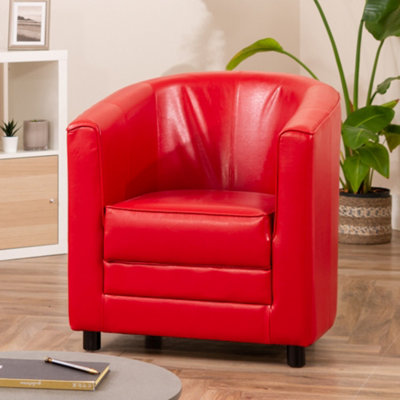 B&Q Red/Black Aspen Wide Pu Foam Filled Tub Chair With Plastic Bun Feet 72Cm