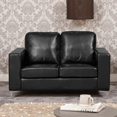 Woodleigh 2 Seat Bonded Leather SofaBlack from B&Q