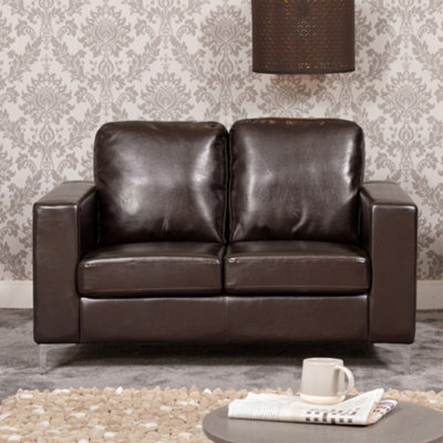 Woodleigh 2 Seat Bonded Leather SofaBrown from B&Q