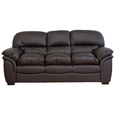 Leverton 3 Seat Bonded Leather SofaBrown from B&Q