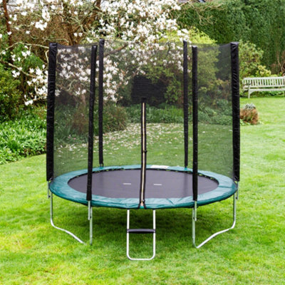B&Q Kanga 8Ft Or 244Cm Round Outdoor Trampoline With Padding, Safety Enclosure And Ladder Green