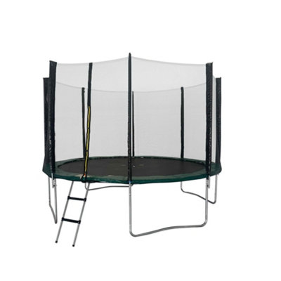 Kanga 14Ft Or 427Cm Round Outdoor Trampoline With Green PaddingSafety Enclosure And Ladder from B&Q